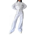 Women Sportwear Half-high Collar Pullover  Baggy Trousers