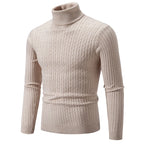 New Men's High Neck Sweater Solid Color Pullover Outdoor Tops