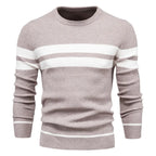 Men's Sweater O-neck Patchwork Long Sleeve Warm Slim Sweaters