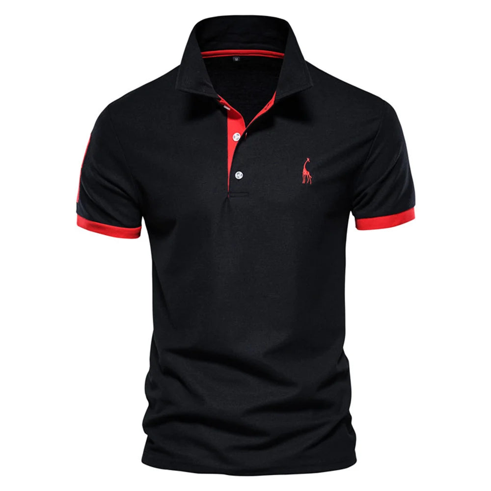 Polo Giraffe Shirt Men Quality Short Sleeve Polo Casual Business