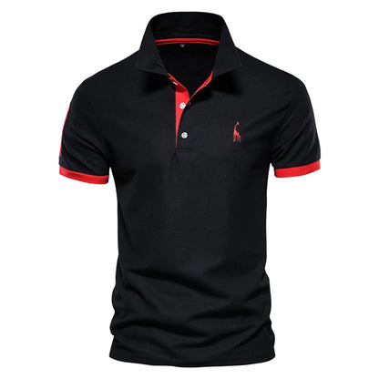 Polo Giraffe Shirt Men Quality Short Sleeve Polo Casual Business