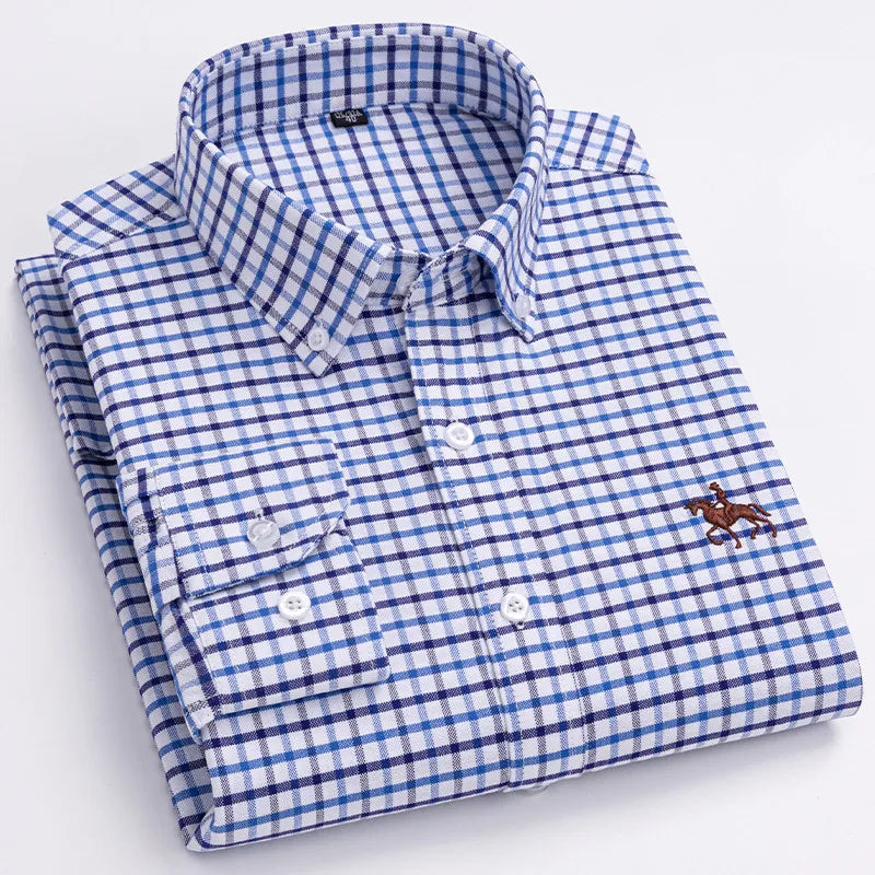 Mens Leisure Embroidered Horse Shirts Streetwear