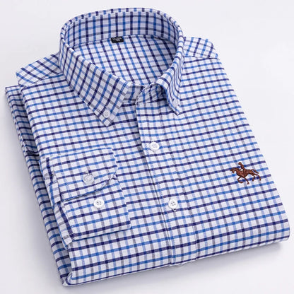 Mens Leisure Embroidered Horse Shirts Streetwear