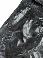 Autumn Cool Black Shiny  Leather Wide Leg Pants for Men