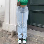 Casual versatile straight jeans for women