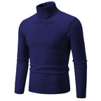 New Men's High Neck Sweater Solid Color Pullover Outdoor Tops