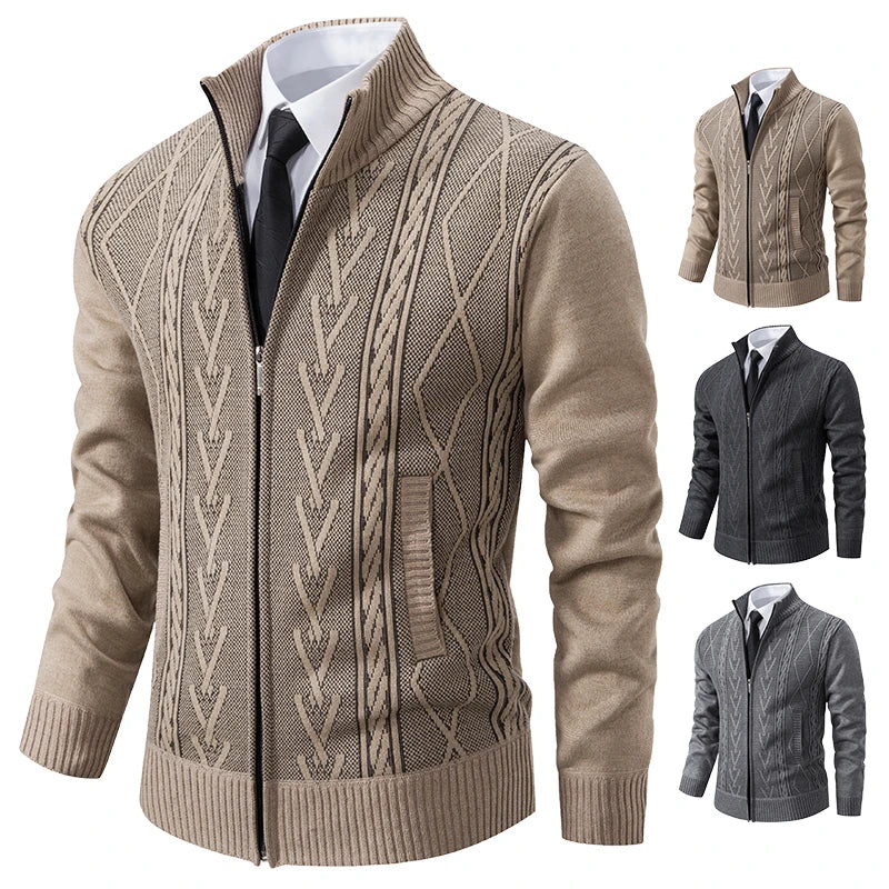 New warm casual men's knitted sweater coat