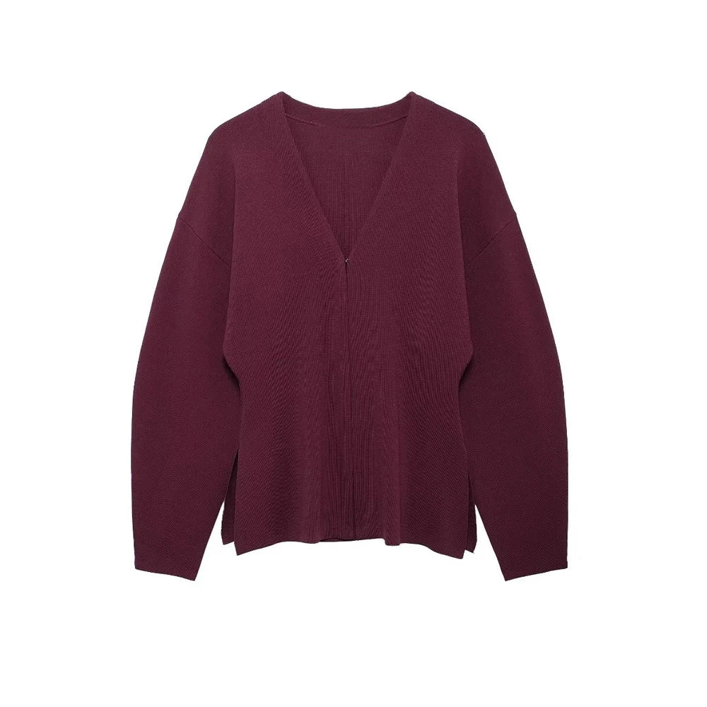 Women's Front Hook Fitted Knit Cardigan Sweater