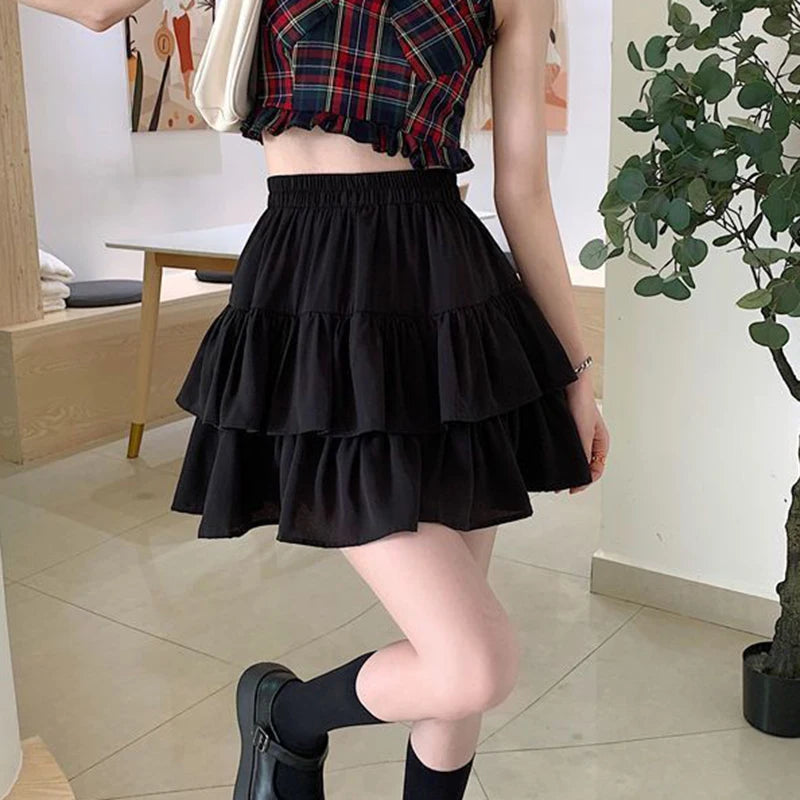 Women White Skirt Elastic Waist Summer Dress