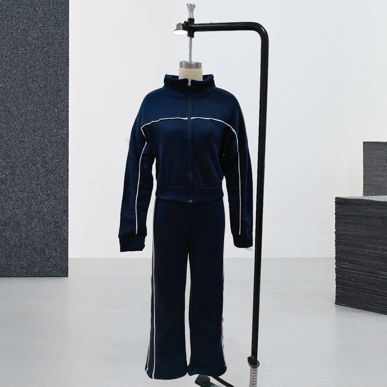 Women Sportwear Half-high Collar Pullover  Baggy Trousers