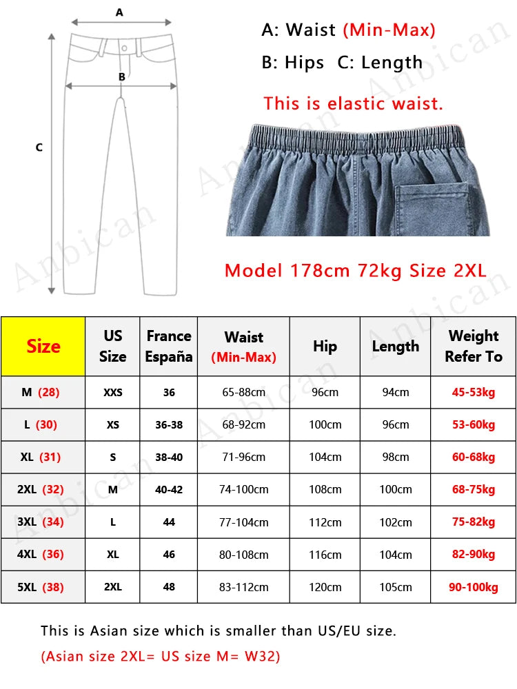 Men Denim Jogger Pants Trousers