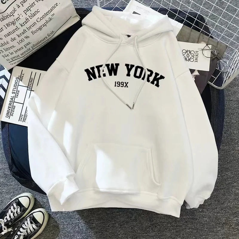 Sweatshirts for Women New York Letter Casual Loose Fleece Tops