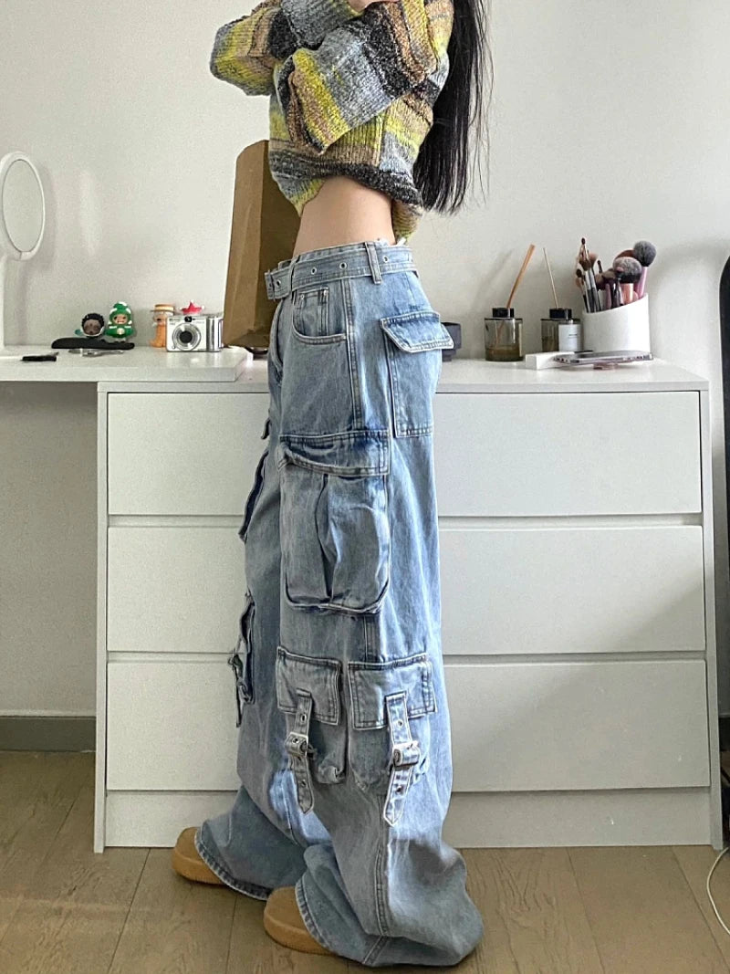 New Ladies Cargo Jeans American Street Style Baggy Cargo Pants