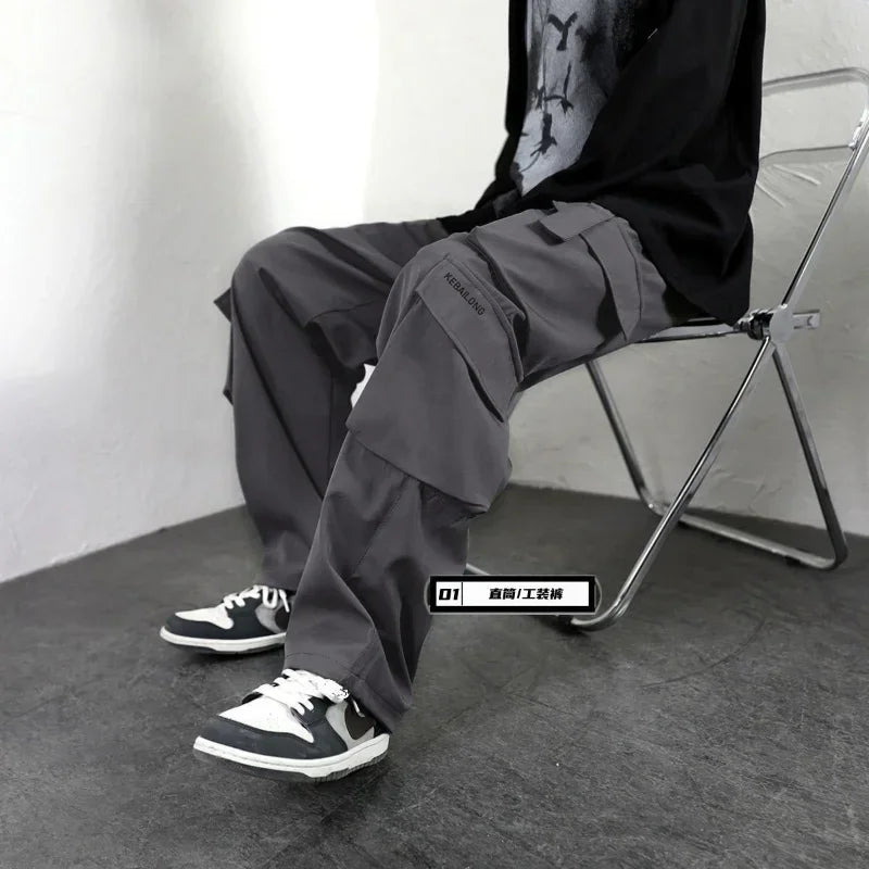 Black American Overalls High Street Boys Straight Leg Casual Pants