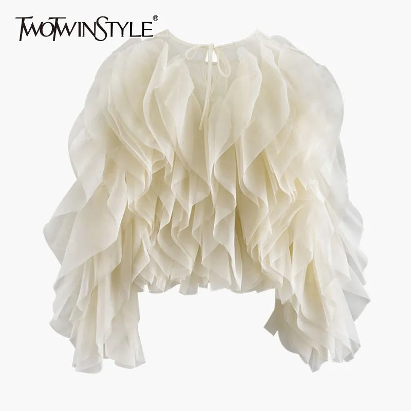 Ruffles Shirts For Women Pullover Blouse Female Fashion Style