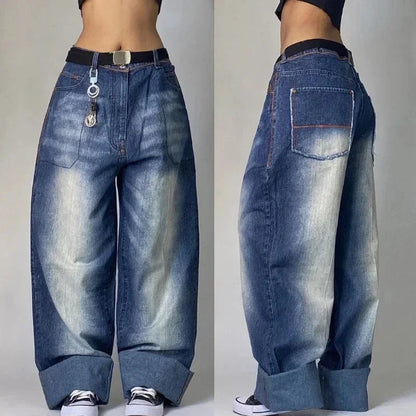 American New Fashion Patch Baggy Casual Jeans For Men And Women