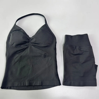 Women Backless Tank Top Workout Sets