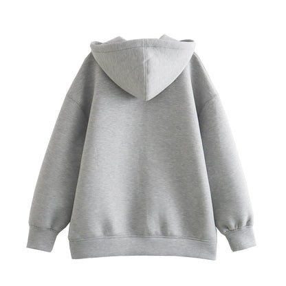 New Casual Street Loose Oversize Hooded Zipper Hoodie