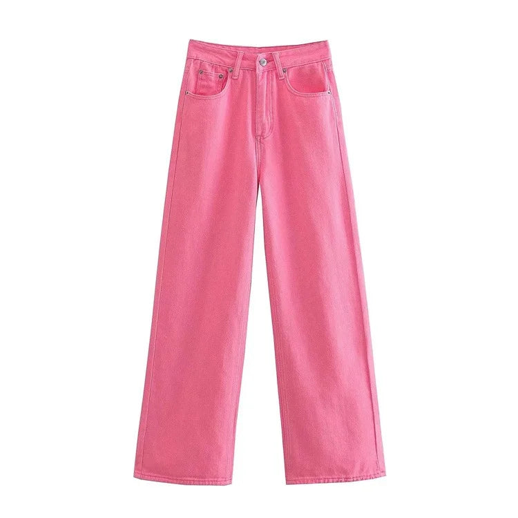 High-waist  Women Jeans Trousers Cotton Material