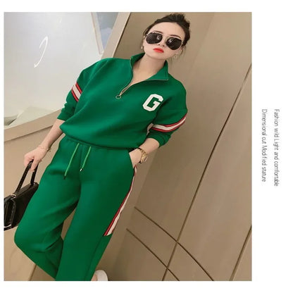 Women's Jacket Sweatshirt Wide-Leg Pants With fleecing Thickened Clothing