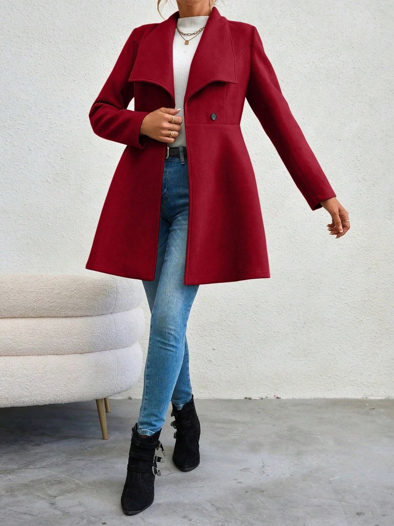 Women's Coats Winter Solid Color Long Sleeve Outerwears