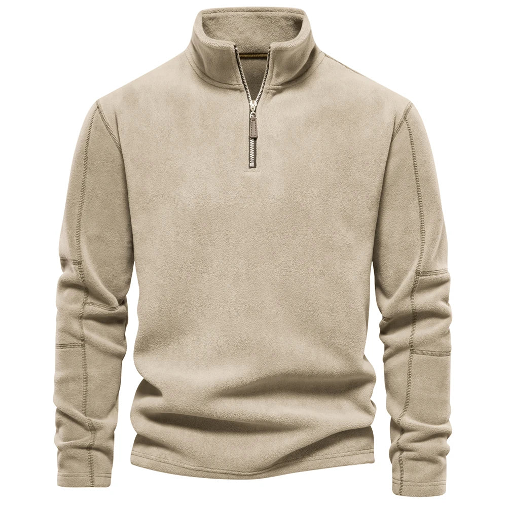 Warm Fleece Jacket for Men Zipper Neck Pullover Men's Sweatshirt