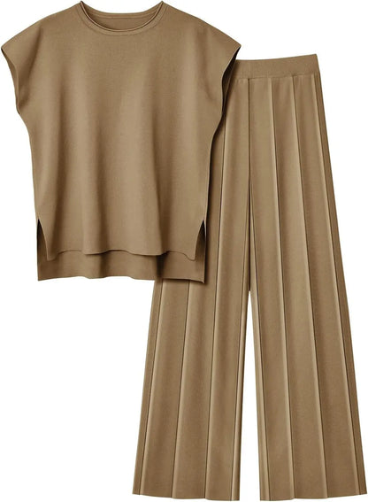 Fashion Casual Suit Sleeveless Vest Sweater  Wide-leg Pants Two-piece Set