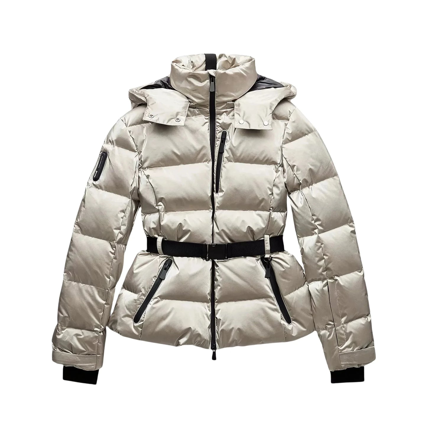 women's fashion waist with belt hooded down cotton jacket