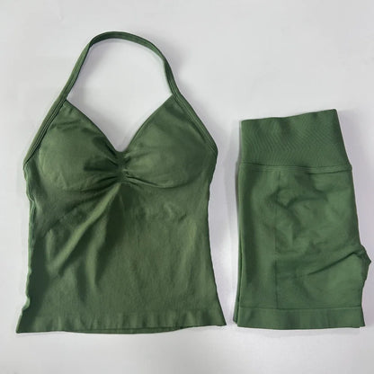 Women Backless Tank Top Workout Sets