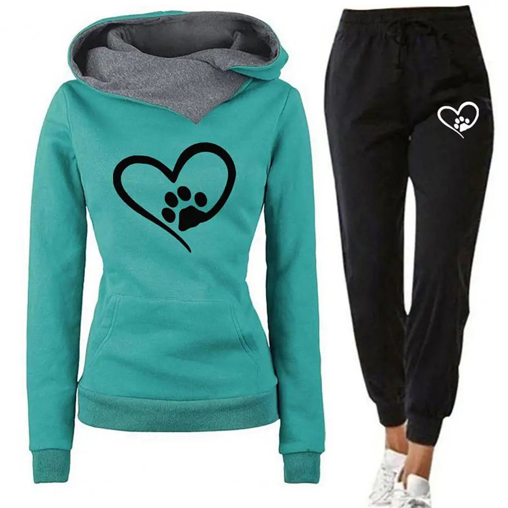Women Sweatshirt Pants Sport Outfit Women's Hooded Sweatshirt Jogger Pants