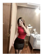 Leather Short High Waist Skirt