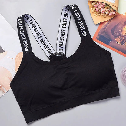 Letter strap back underwear women  with chest cushion back