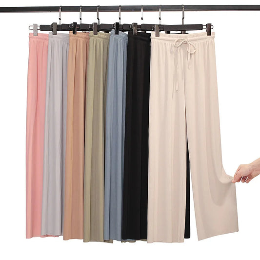 Women Ankle-Length Wide Leg Pants Casual  Female Trousers