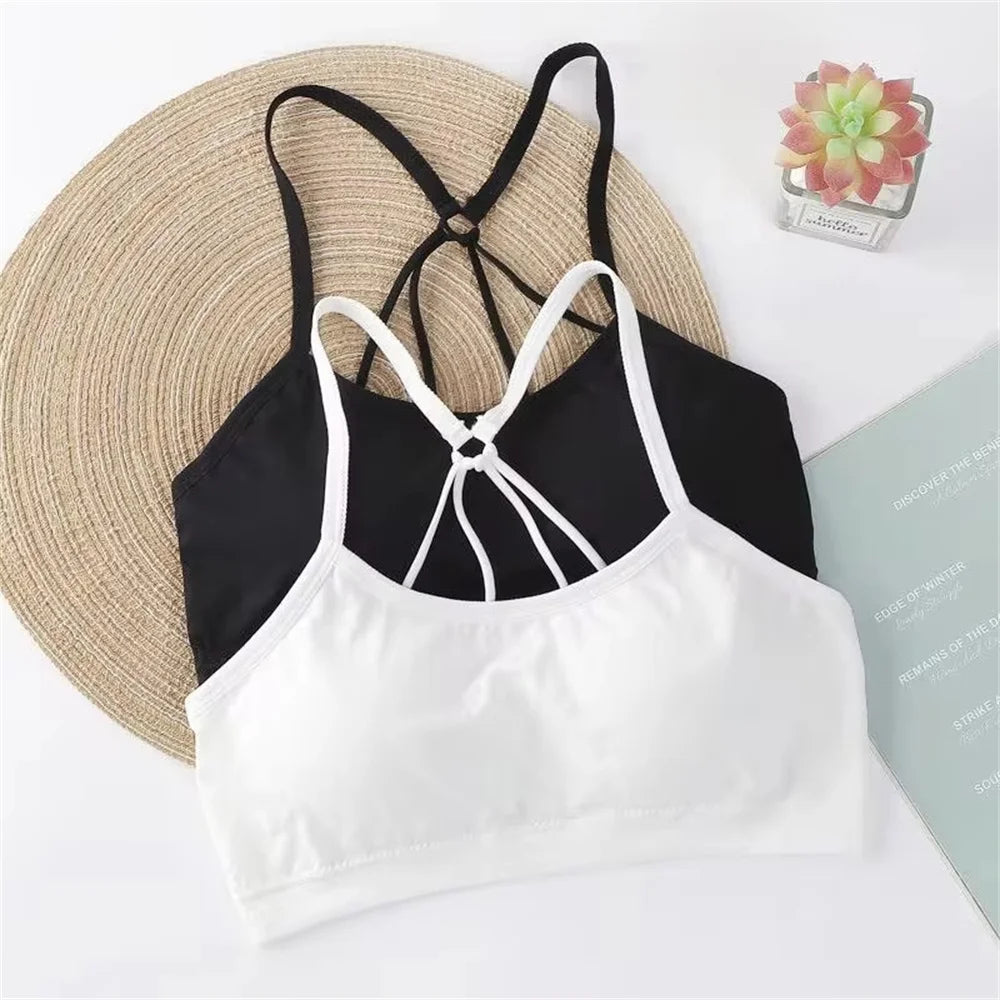 Letter strap back underwear women  with chest cushion back