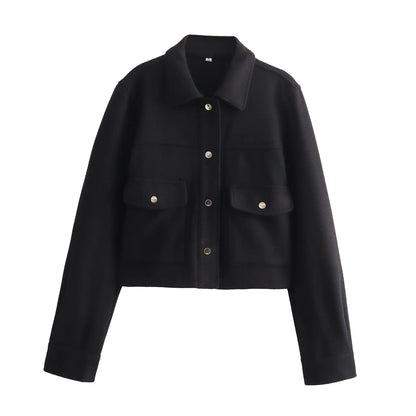 Jackets For Womens Front Pockets Button Long Sleeve Jacket
