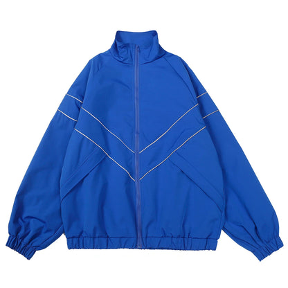 Men Hip Hop Streetwear Coat Zipper Up Jacket