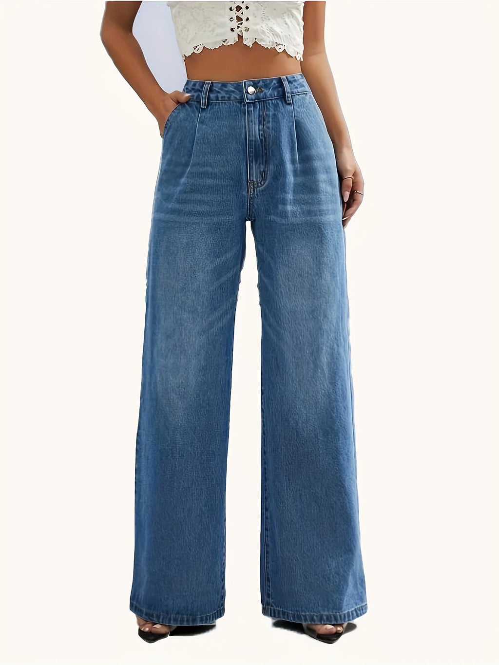 new women's cross-border European and American style light blue jeans women's straight pants