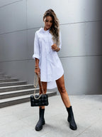Women's Shirt Dress - Casual Long Sleeve Lapel Dress