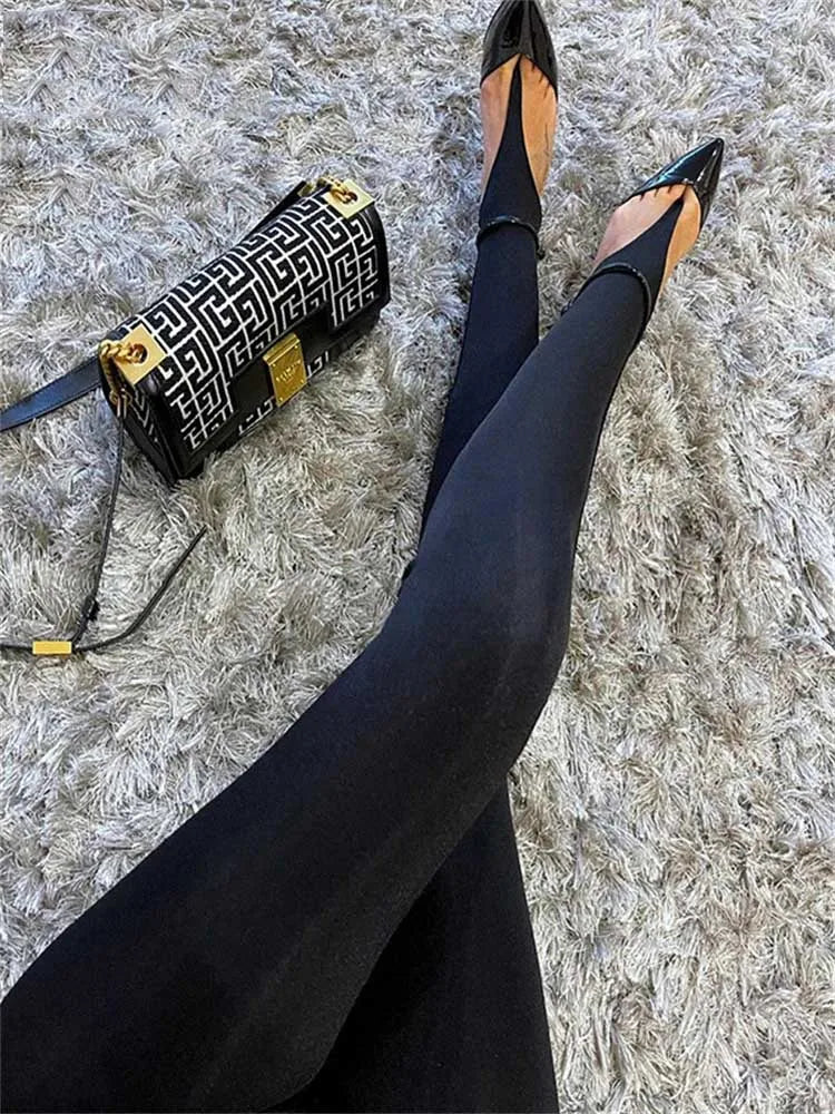 Fashion Winter Black High Waisted Women Pants
