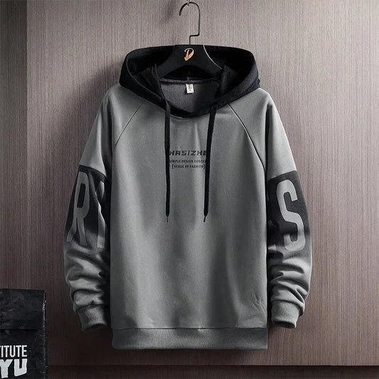 New Casual And Versatile Contrast Monogram Print Long Sleeve Hooded Sweatshirt