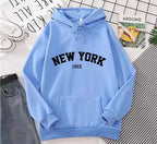Sweatshirts for Women New York Letter Casual Loose Fleece Tops
