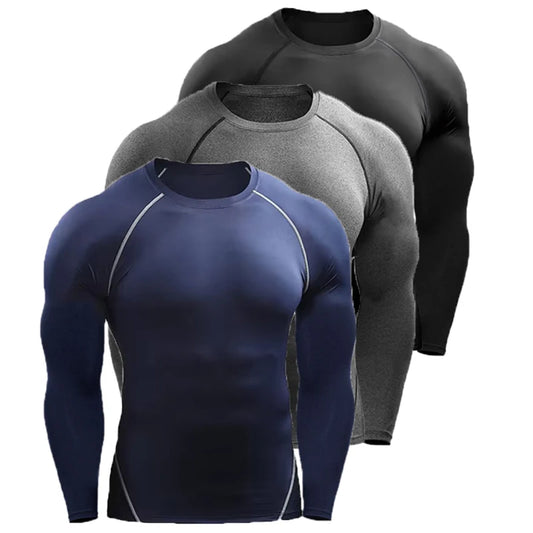 Long Sleeve T Shirt Men Elastic T-shirt Gym Fitness Workout Tights
