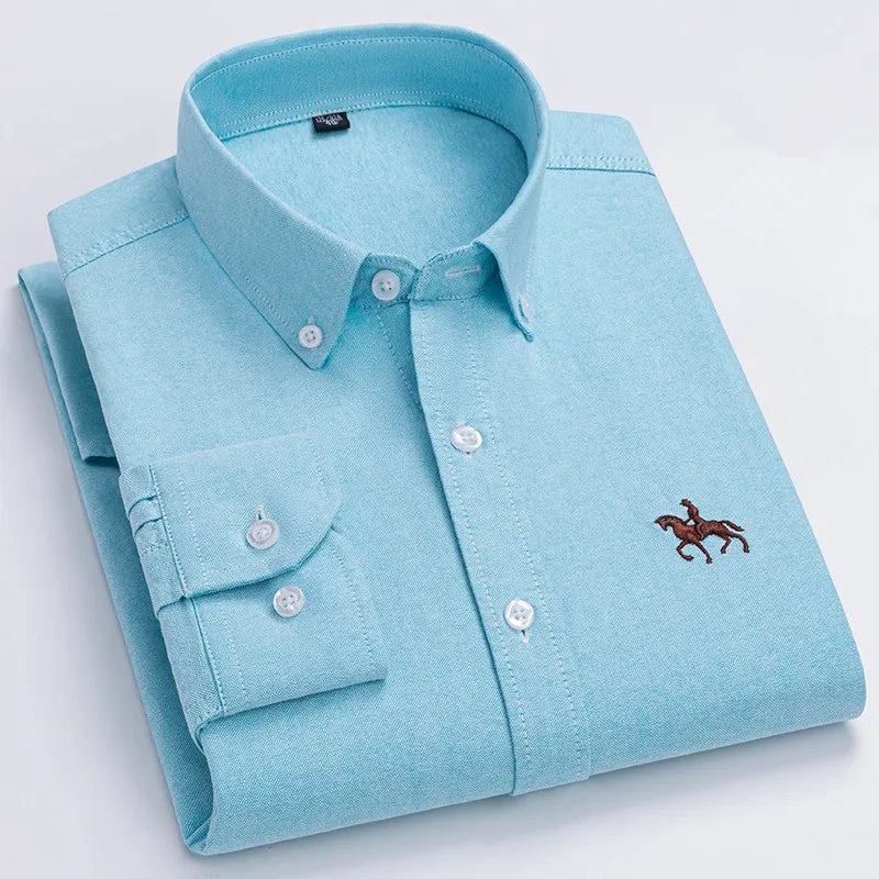 Mens Leisure Embroidered Horse Shirts Streetwear