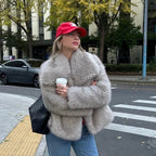 New Fashion Gradient Fluffy Fur Coat Women