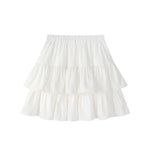 Women White Skirt Elastic Waist Summer Dress
