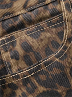 Leopard Print Jeans for Women Wide Leg Baggy Jeans