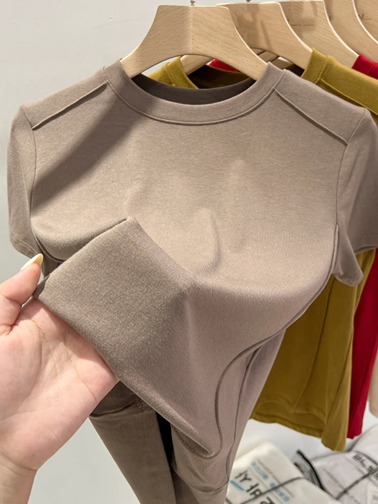 White T-shirt Cotton female short-sleeved