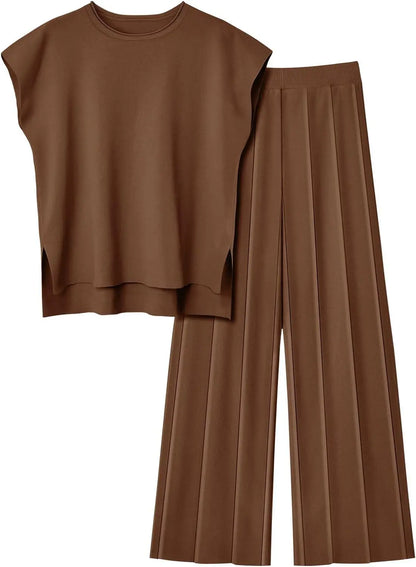 Fashion Casual Suit Sleeveless Vest Sweater  Wide-leg Pants Two-piece Set