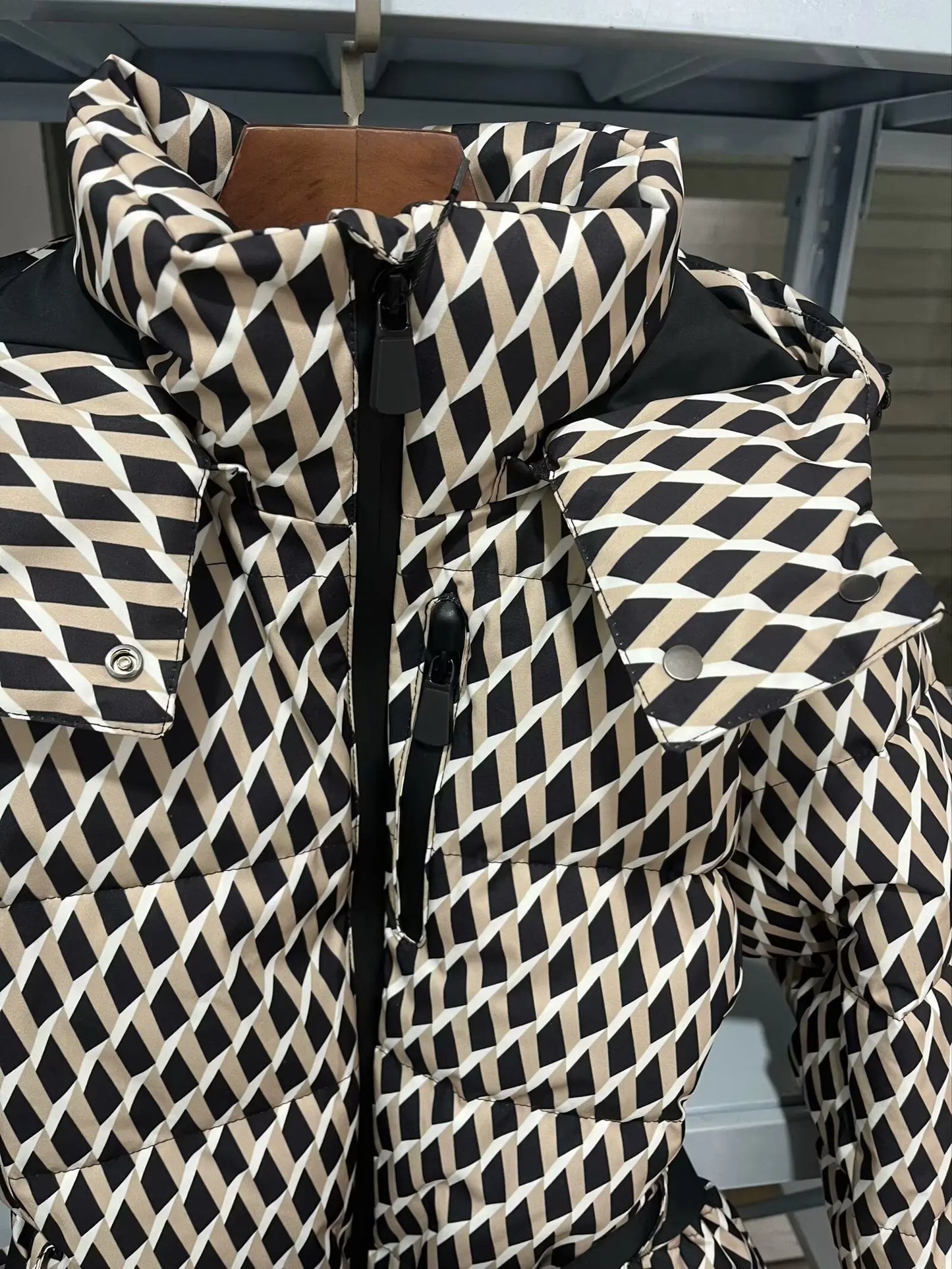 women's fashion waist with belt hooded down cotton jacket