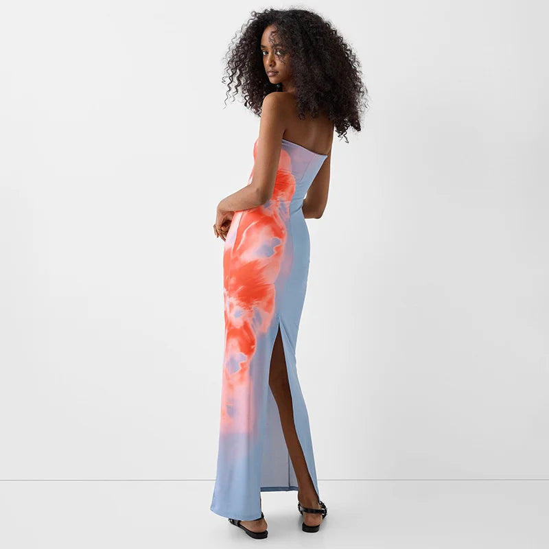 Dress Women Off Shoulder Backless Stretch Long Sundress Summer Clothes